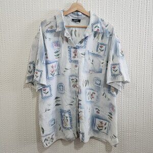 Vintage Plus Size Tapestry Oversized Cottagecore Women's Button Down Top 3X